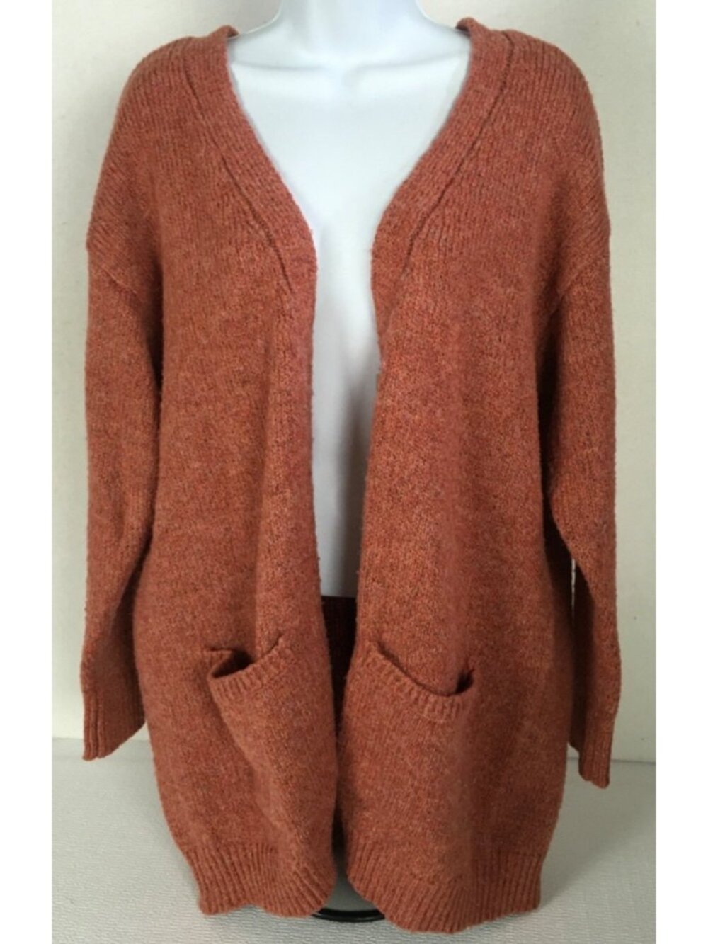 a n a A New Approach Cardigan Sweater Size PXL Burnt Orange Pockets Long Sleeves